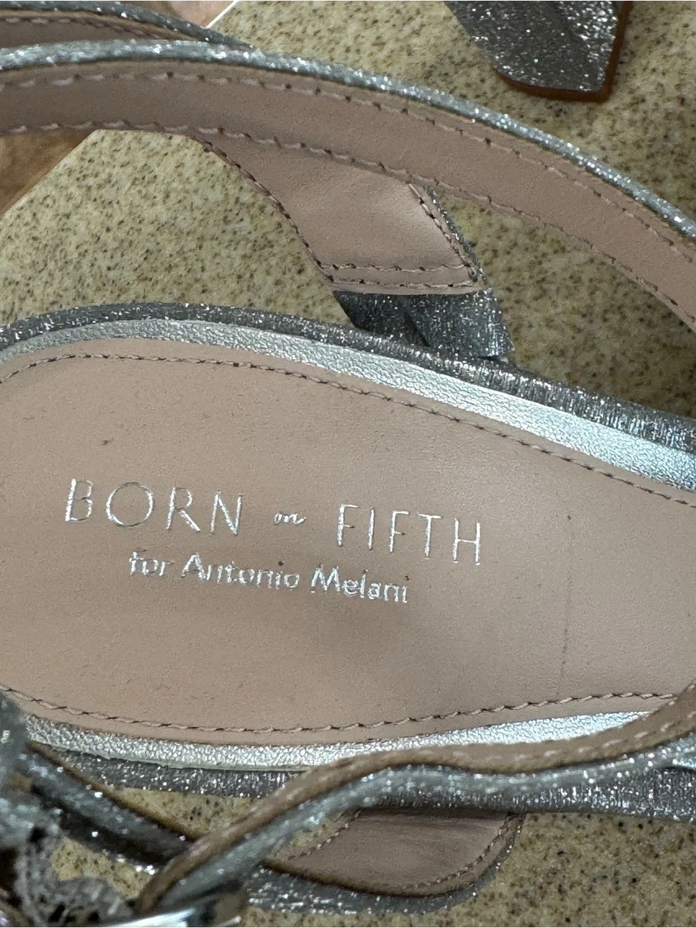 Born On Fifth Antonio Melani Silver Sparkle Platform Heels 9.5 New $129